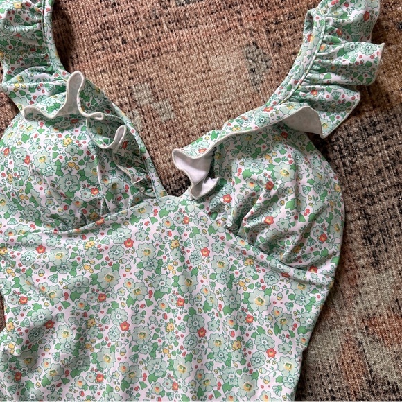 Serendipity by Shrimp and Grits Green Floral One Piece Swim sz S - Picture 2 of 4